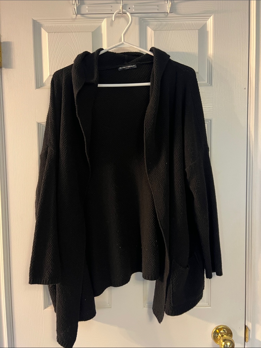 Vintage brandy Melville 😎 Black Open-Front Hooded Women's Sweater Cardigan